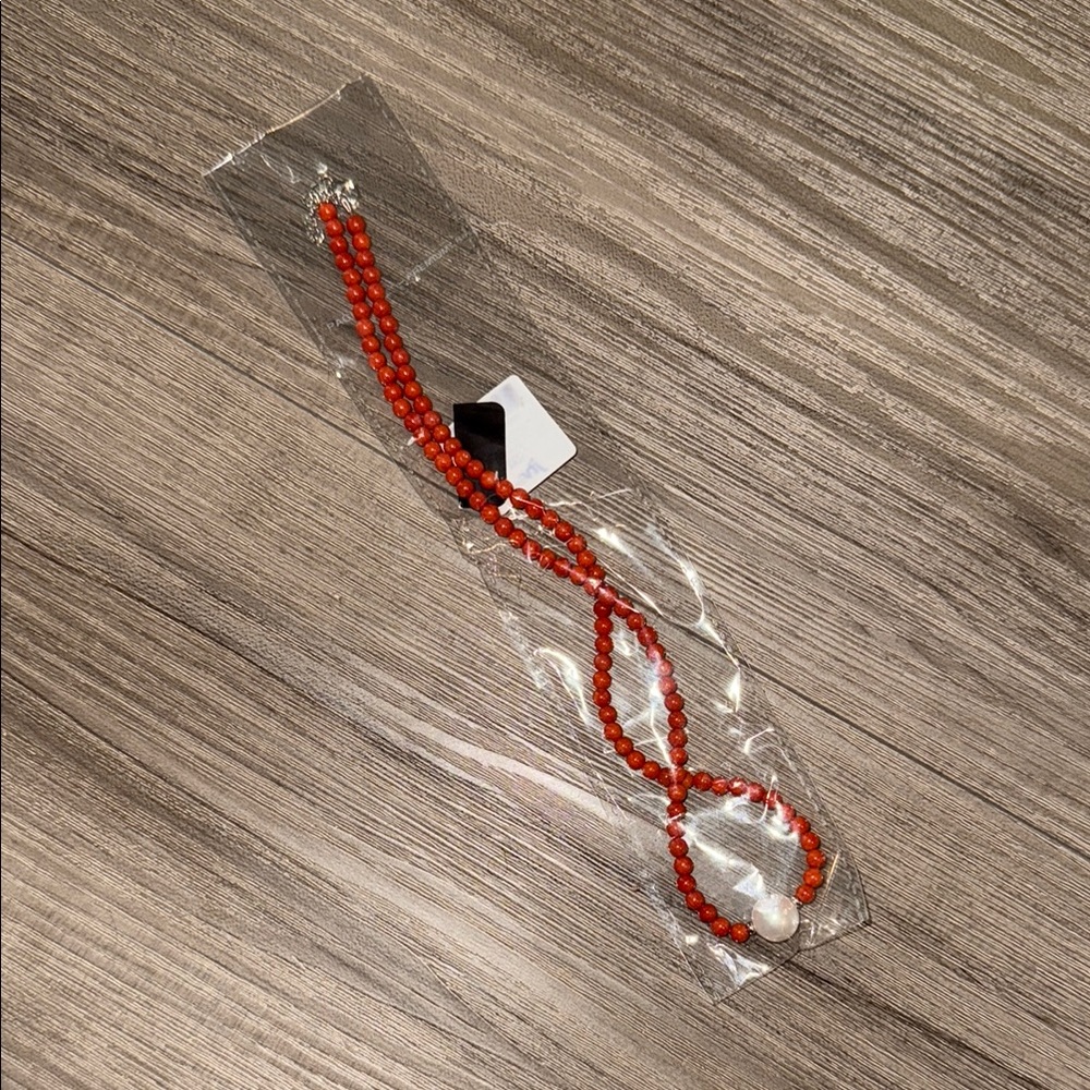 Elegant Red Coral & Pearl Necklace